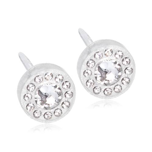 Medical Plastic 6mm Brilliance Halo White Crystal Earrings
